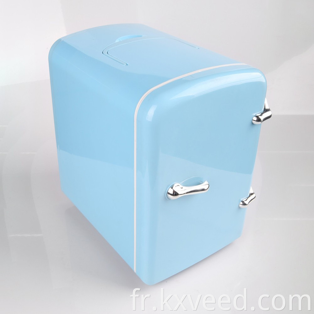 Couleur bleu 4l 6 canettes Mini-réfrigérateur rechargeable pour la voiture pour la voiture